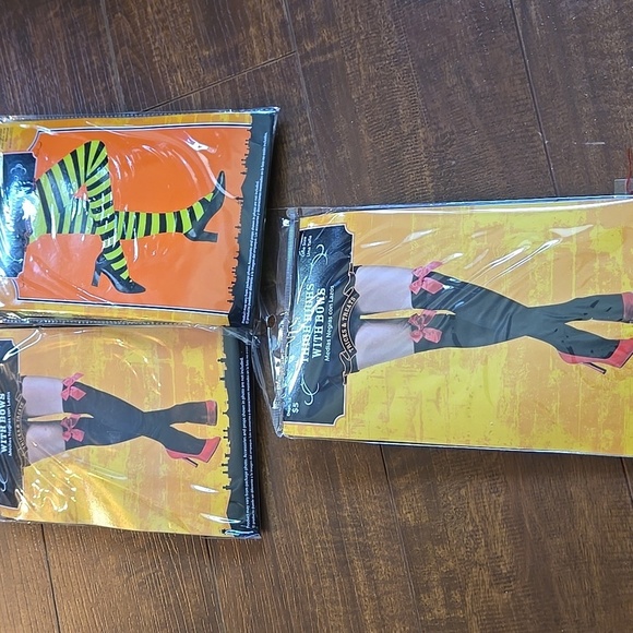 Accessories - Thigh High Stockings with Bows Bundle With Wicked Green And Black Tights - 3 Pk